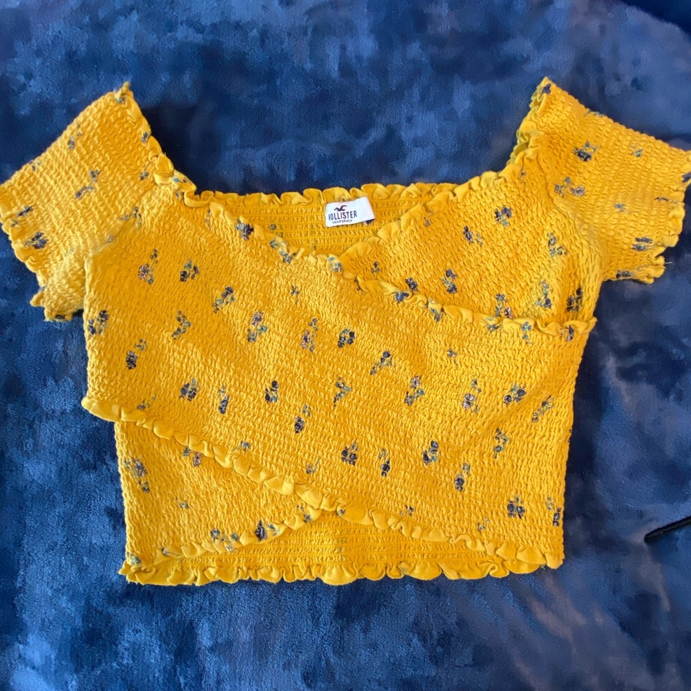 Yellow Hollister Crisscross Crop Top